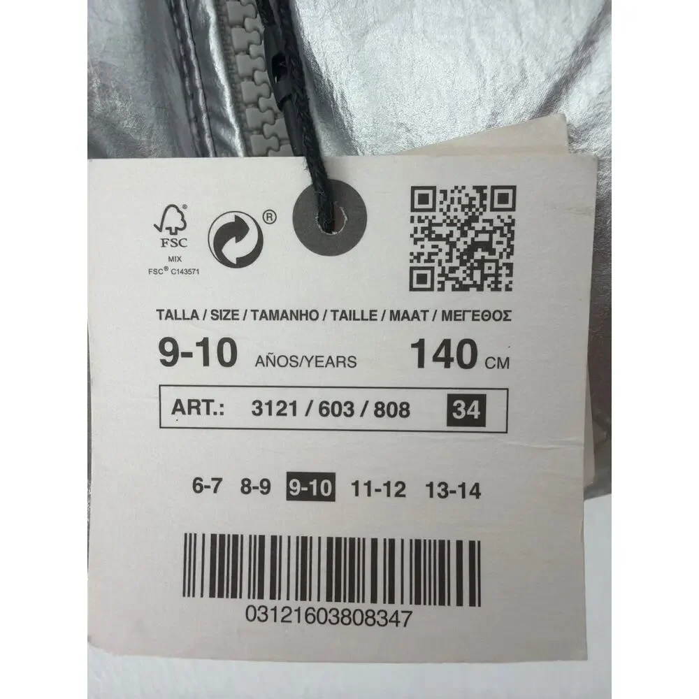 Zara silver vest girls size 14 new nwt